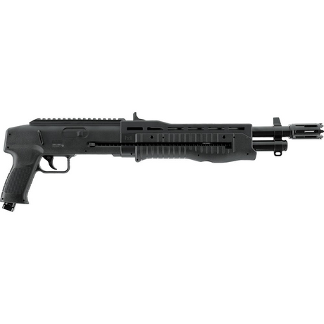 id-paintball T4E TB68 Gen2 Paintball Markierer im schwarzen Shotgun-Design mit Picatinny-Schiene und Mündungsgewinde
