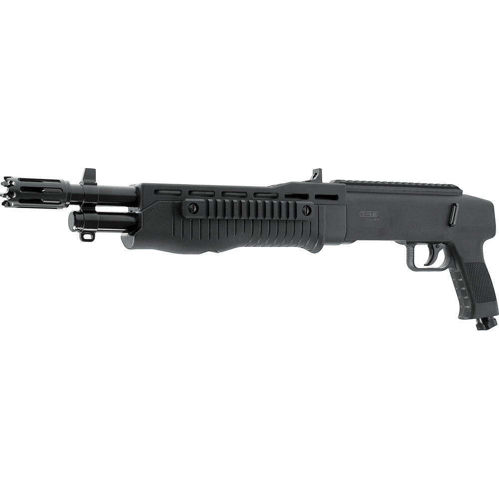 id-paintball T4E TB68 Gen2 Paintball Markierer im Shotgun-Design mit schwarzem Gehäuse und Picatinny-Schiene