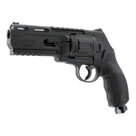id-paintball T4E TR50 Gen2 CO2 Revolver in Schwarz mit Picatinny-Schienen und 6-Schuss-Trommelmagazin