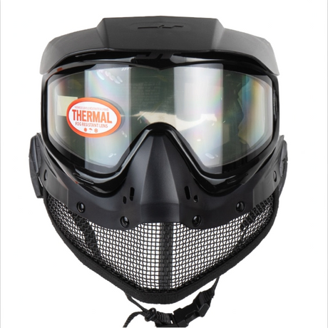 id-paintball JT Tactical Paintball Mesh-Maske in Schwarz mit Thermalglas und Metallgitter für optimale Belüftung