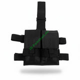 id-paintball taktische Oberschenkelmagazintasche aus schwarzem Polyester mit verstellbaren Beingurten und Klettverschluss