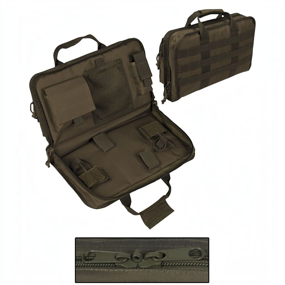 id-paintball Tactical Pistol Case Large in Oliv aus robustem Polyester mit Molle-System, Magazintaschen und EVA-Polsterung