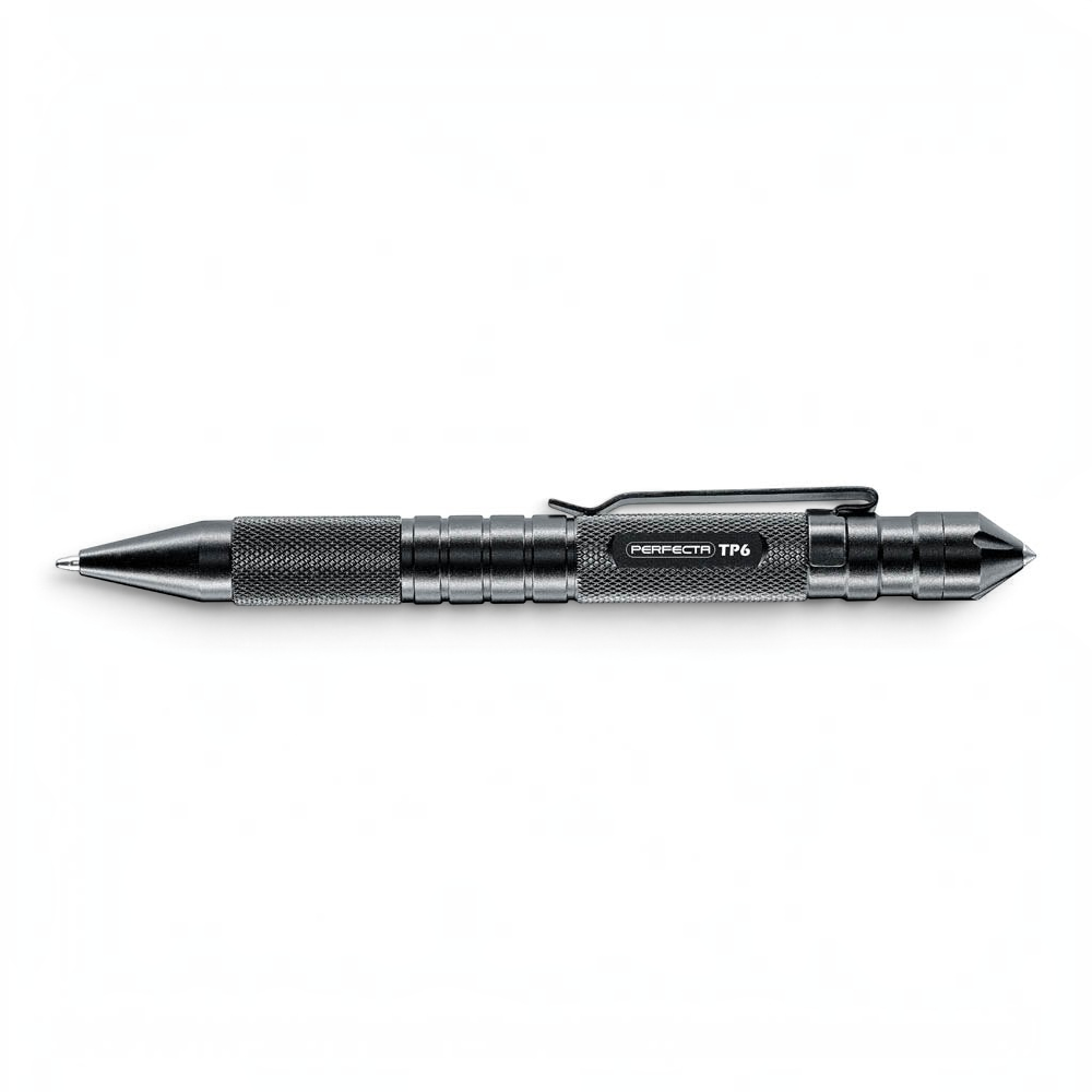 id-paintball Perfecta TP 6 taktischer Stift aus schwarzem Aluminium mit Glasbrecher und Stahlclip