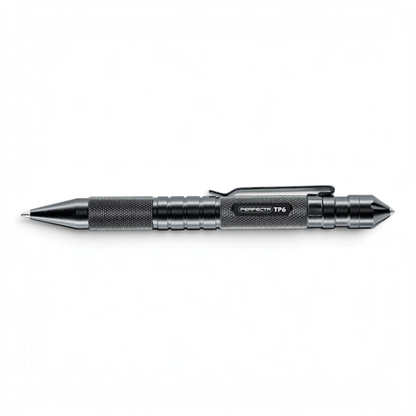 id-paintball Perfecta TP 6 taktischer Stift aus schwarzem Aluminium mit Glasbrecher und Stahlclip