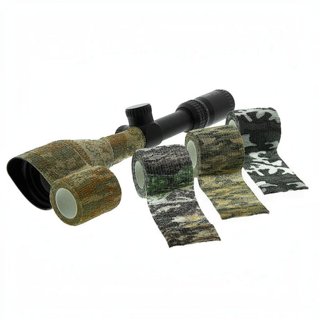 id-paintball Tarnband 4er Pack mit verschiedenen Camouflage-Mustern zum Schutz und zur Tarnung von Optiken und Ausrüstung.