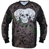 id-paintball The Skulls Grau Paintball Trikot mit Totenkopf-Muster, Polsterung und atmungsaktivem Stoff in Grau
