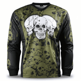 id-paintball The Skulls Paintball Trikot in Oliv mit Totenkopf-Print, Schulterpolstern und atmungsaktivem Material