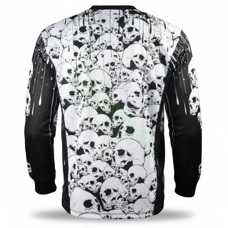 id-paintball The Skulls Paintball Trikot in Weiss mit Totenkopf-Muster, gepolsterten Armen und atmungsaktivem Stoff