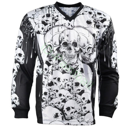 id-paintball Jersey The Skulls in Weiß mit Totenkopf-Design, Polsterungen und atmungsaktivem Material für Paintball