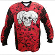 id-paintball The Skulls Rot Paintball Trikot in Rot und Schwarz mit Totenkopf-Design, atmungsaktiv und strapazierfähig.