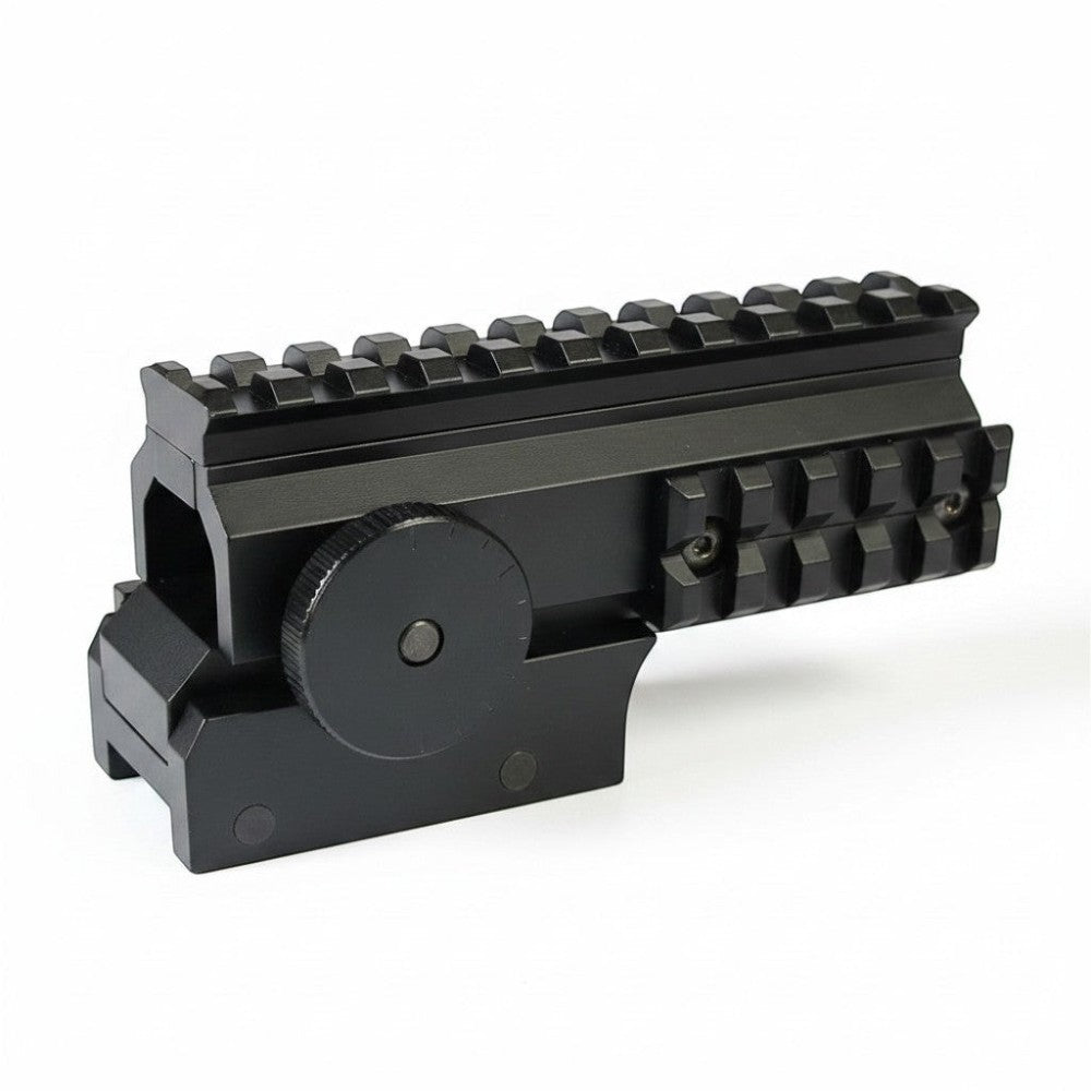 id-paintball Tiberius Adjustable Riser FSR aus schwarzem Metall für 22mm Weaver Picatinny Schienen mit seitlichen Rails