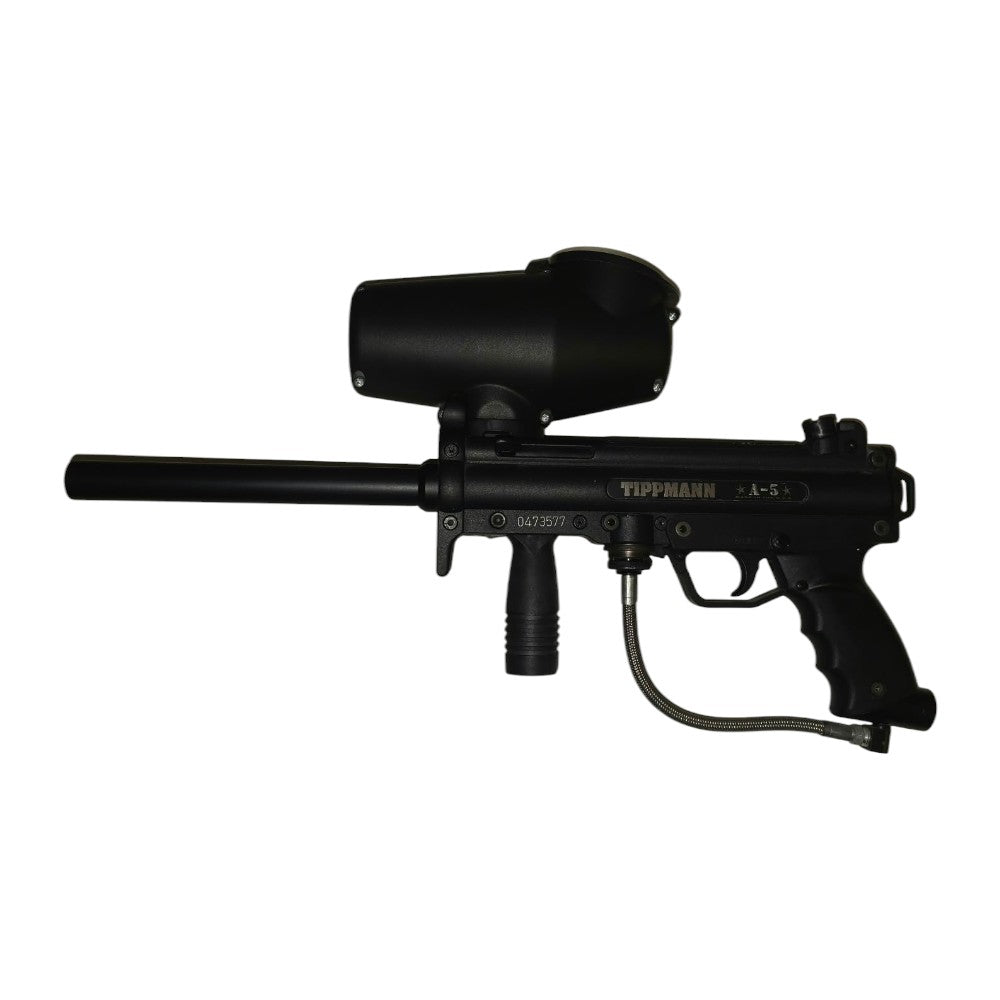 id-paintball Tippmann A5 Paintball Markierer Set in Schwarz mit Cyclone Feed Hopper System und Zubehör