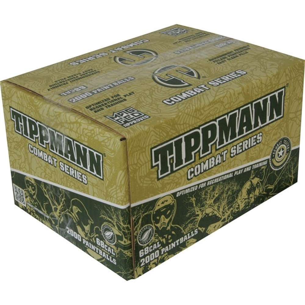 id-paintball Tippmann Combat Paintballs Karton mit 2000 Schuss im Woodland-Design für Paintball-Freizeitspiele