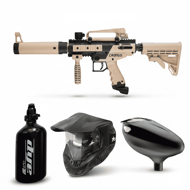 id-paintball Tippmann Cronus Tactical Tan Set mit Paintball Markierer, Dye SE Maske, Hopper und HP System