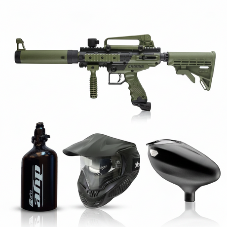 id-paintball Tippmann Cronus Tactical Paintball Set in Oliv mit Dye Maske, HP-System und Schüttelhopper