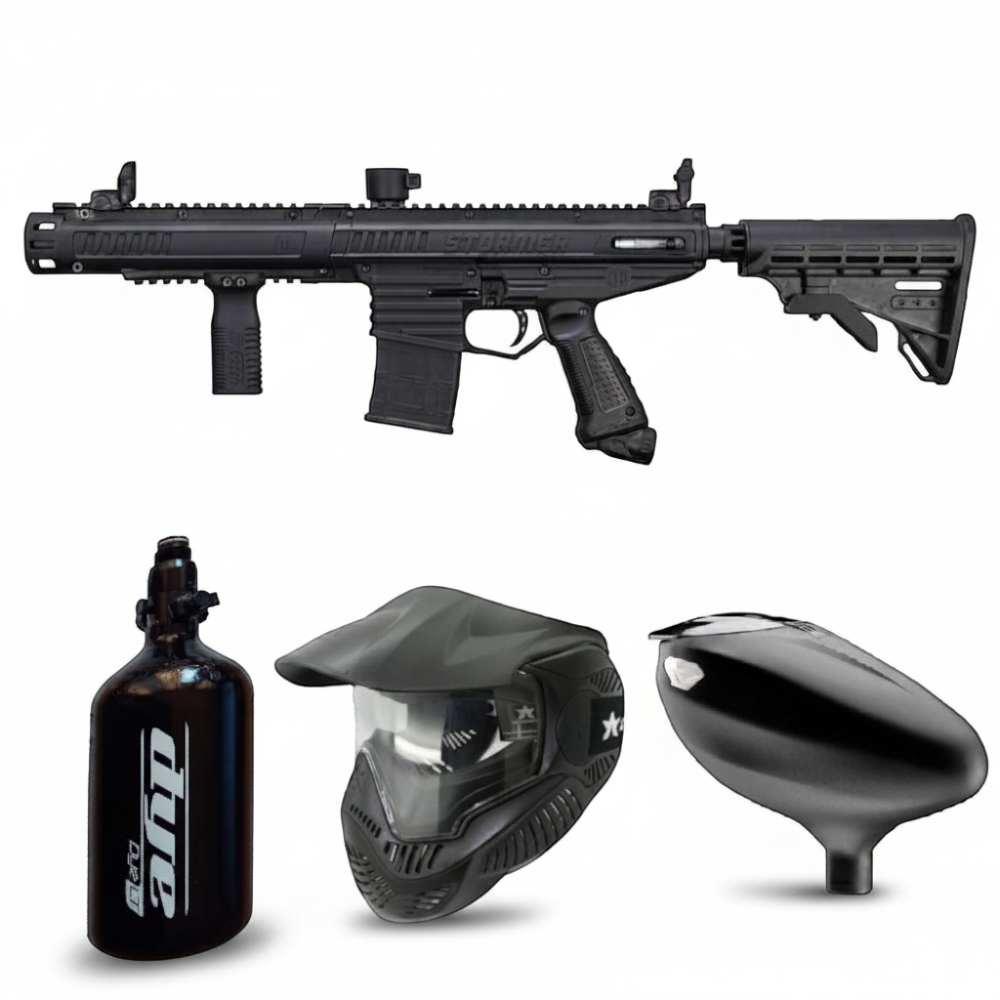 id-paintball Tippmann Stormer Elite Paintball Set mit Markierer, Dye SE Maske, HP System und Hopper in Schwarz