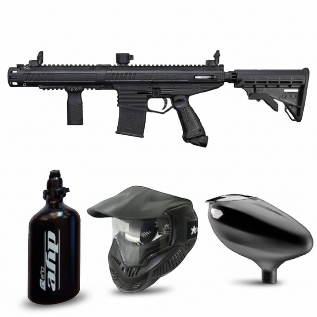 id-paintball Tippmann Stormer Elite Paintball Set mit Markierer, Dye SE Maske, HP System und Hopper in Schwarz