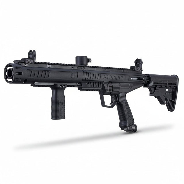 id-paintball Tippmann Stormer Tactical Paintball Markierer in Schwarz mit verstellbarer Schulterstütze und Visier