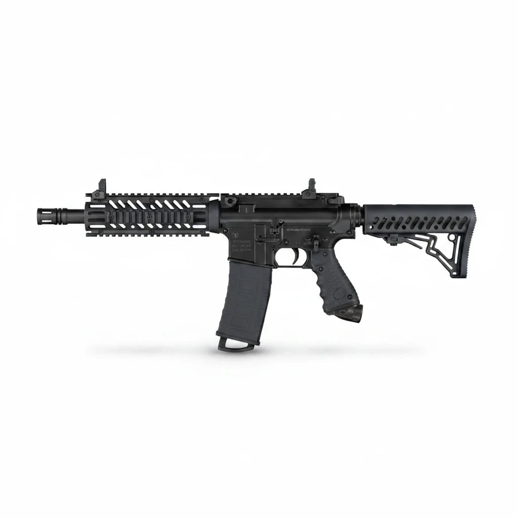 id-paintball Tippmann TMC Magfed Paintball Markierer in Schwarz mit taktischem AR15 Design und Magazin