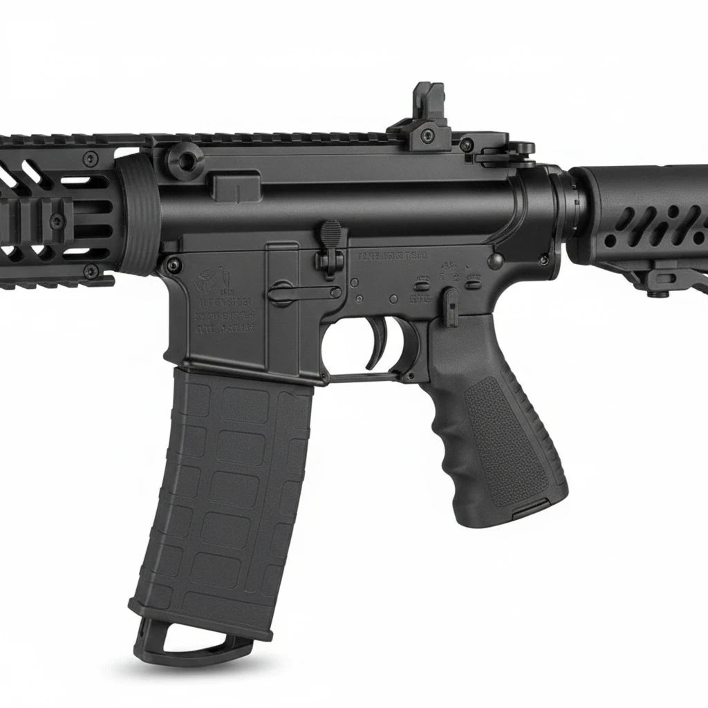 id-paintball Tippmann TMC Magfed Paintball Markierer in Schwarz mit taktischem AR15-Design und Magazin