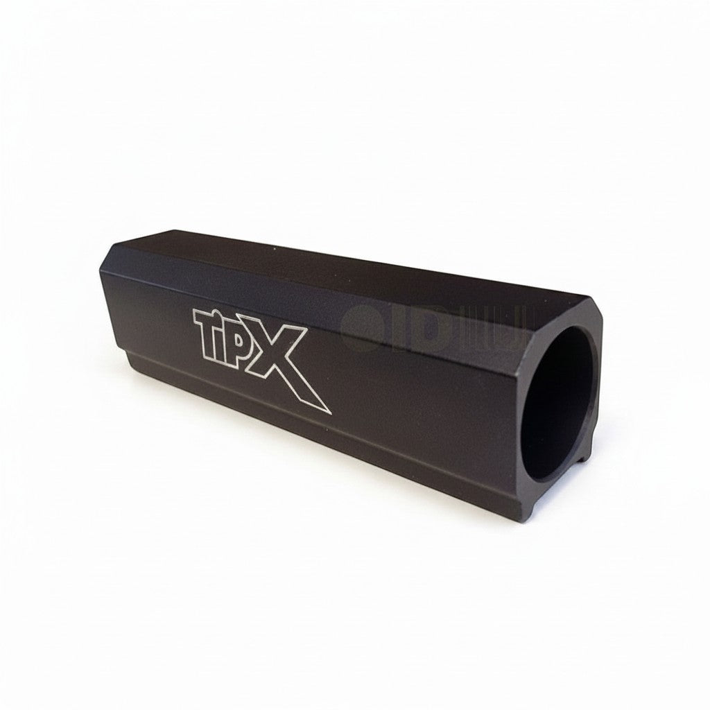 Schwarze Tippmann TPX TiPX Barrel Shroud Ersatzteil für Paintball Markierer mit weißem TiPX Logo Aufdruck
