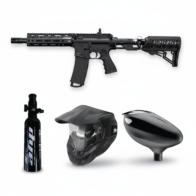 id-paintball Tippmann TMC Elite Paintball Set mit Markierer, HP-System, Dye SE Maske und Hopper in Schwarz
