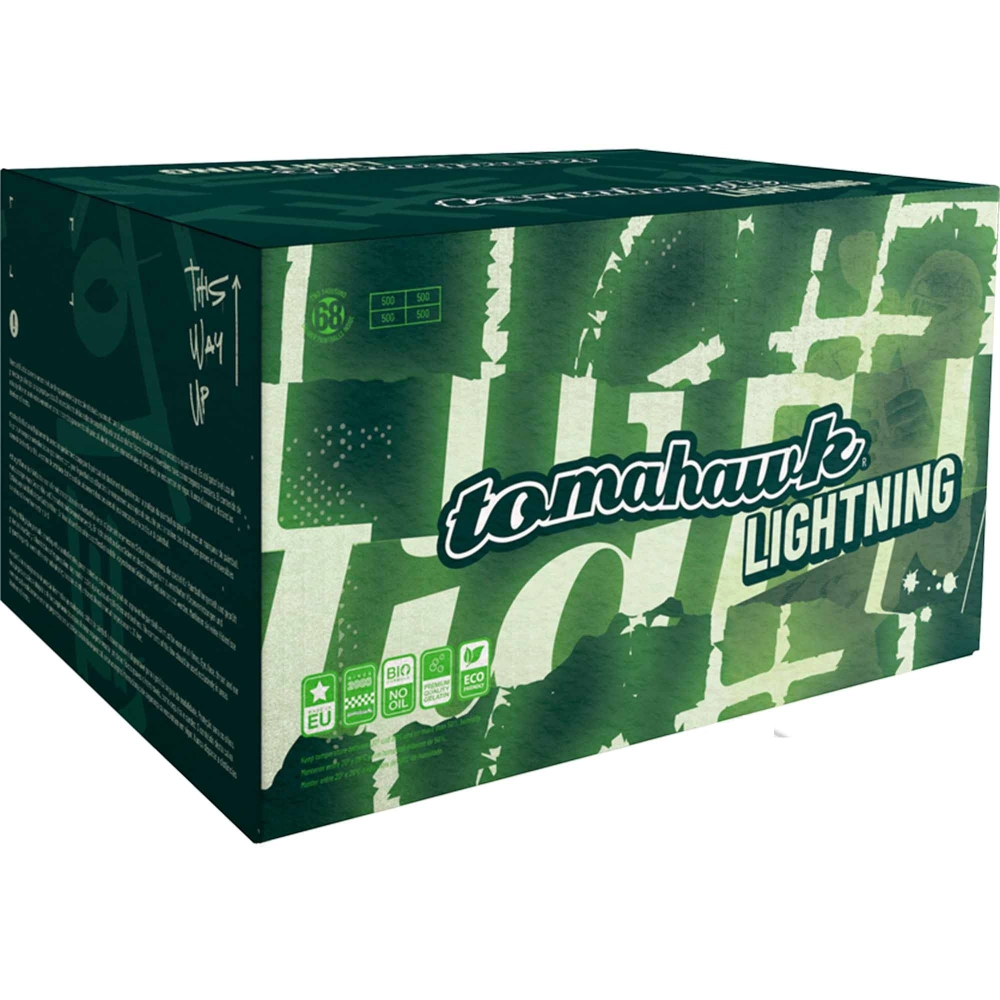id-paintball Tomahawk Lightning Paintballs Kaliber .68 in grüner Verpackung für Nachtspiele