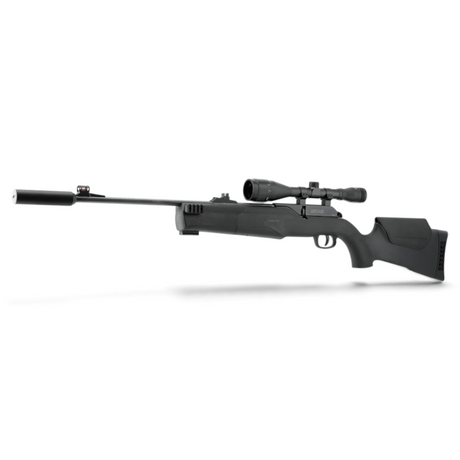 id-paintball Umarex 850 M2 Target Kit CO2-Luftgewehr mit schwarzem Kunststoffschaft, Zielfernrohr und Schalldämpfer.