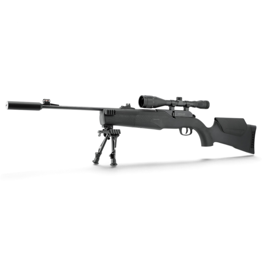 id-paintball Umarex 850 M2 XT CO2-Luftgewehr mit Zielfernrohr, Schalldämpfer und Zweibein in schwarzem Polymerschaft