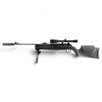 id-paintball Umarex 850 M2 XT CO2-Luftgewehr mit Zielfernrohr, Schalldämpfer und Zweibein am schwarzen Polymerschaft