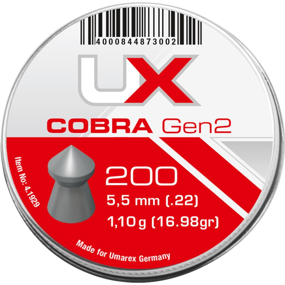 id-paintball Umarex Cobra Gen2 Spitzkopf Diabolos 5,5mm in einer Metalldose mit 200 Schuss für Luftdruckwaffen