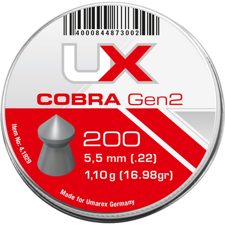 id-paintball Umarex Cobra Gen2 Spitzkopf Diabolos 5,5mm in einer Metalldose mit 200 Schuss für Luftdruckwaffen