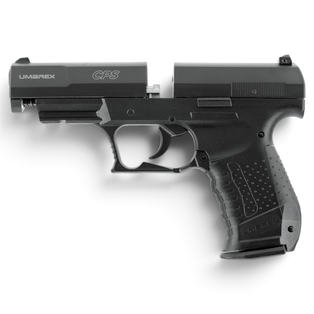 id-paintball Umarex CPS CO2-Luftpistole in Schwarz mit 8-Schuss-Trommelmagazin und verstellbarer Visierung