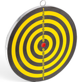 id-paintball Umarex Dartscheibe mit 20 cm Durchmesser, gelb-schwarzem Design und englischer Ringeinteilung