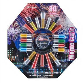 id-paintball Umarex Monte Carlo 30-teiliges Pyrotechnik-Set mit 15mm Signalpatronen in bunter Blisterverpackung