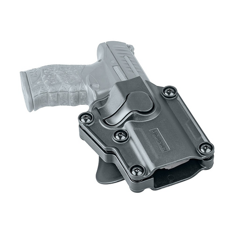 id-paintball Umarex Polymer Multifit Paddle Holster in Schwarz mit Pistole und einstellbarem Ziehwinkel