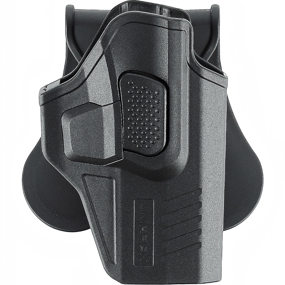 id-paintball Umarex Polymer Paddle Holster für GLOCK Pistolen in Schwarz mit seitlichem Entriegelungsknopf