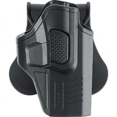 id-paintball Umarex Polymer Paddle Holster für GLOCK Pistolen in Schwarz mit seitlichem Entriegelungsknopf