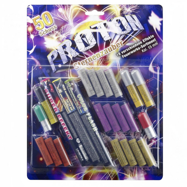 id-paintball Umarex Proton Sternenschweif 15mm Feuerwerks-Sortiment mit 50 Schuss in bunter Blisterverpackung