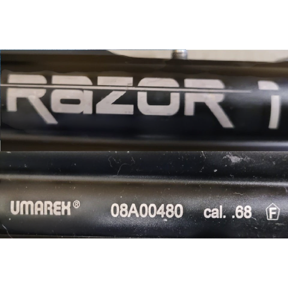 id-paintball Umarex Razor Paintball Markierer Cal.68 in Schwarz mit gut lesbarer Modellbeschriftung