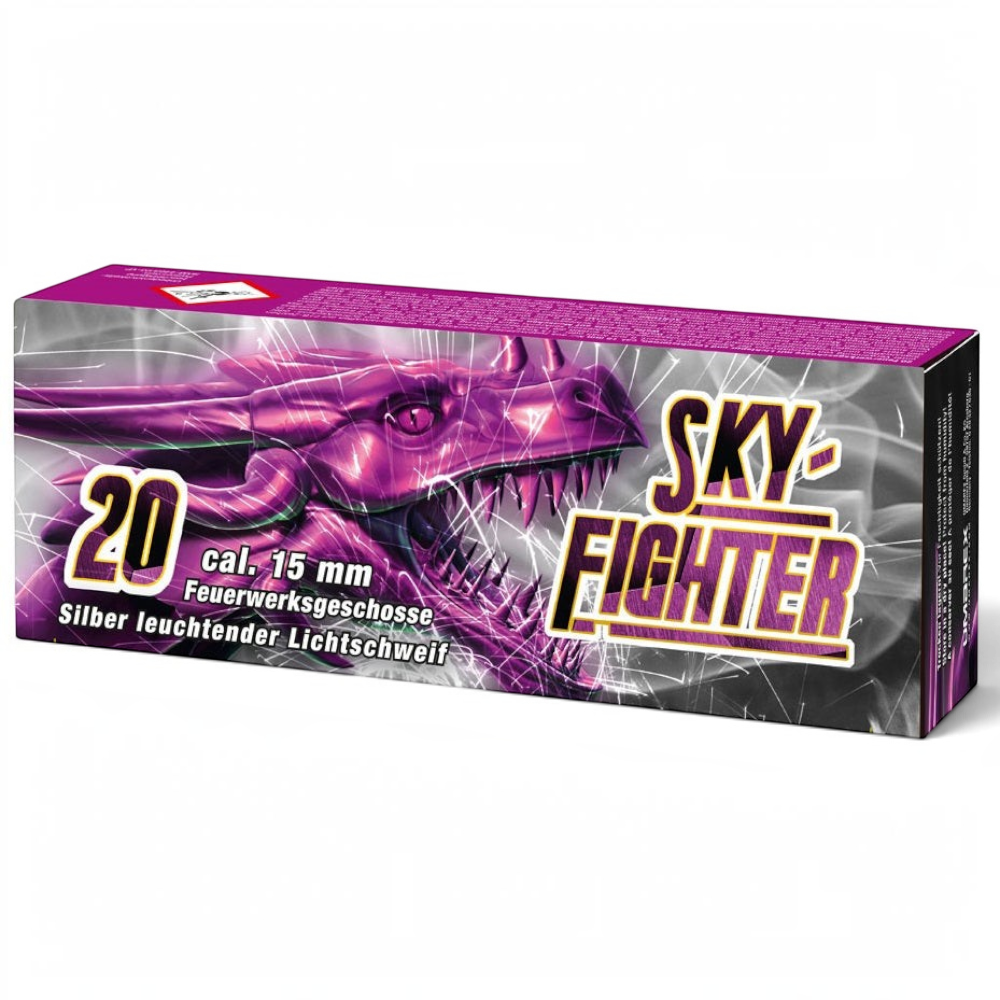 id-paintball Umarex Sky Fighter Signalsterne 15mm mit 20 Stück pyrotechnischer Munition in lila Verpackung