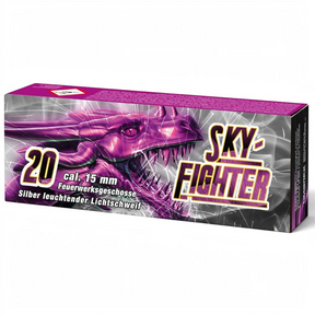id-paintball Umarex Sky Fighter Signalsterne 15mm mit 20 Stück pyrotechnischer Munition in lila Verpackung