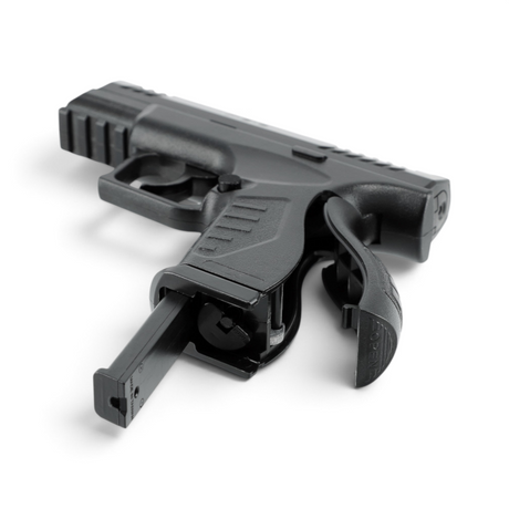 id-paintball Umarex UX XBG CO2-Pistole in Schwarz mit geöffnetem Griffrücken und entnommenem Magazin