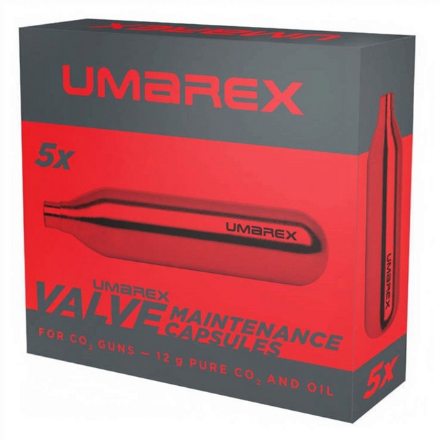 id-paintball Umarex Wartungskapseln 12g CO2 mit Spezialöl in einer 5er Packung zur Reinigung und Schmierung von Waffen