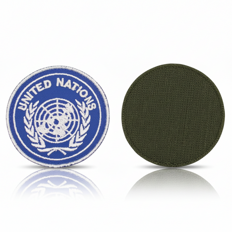 id-paintball Klettabzeichen United Nations in Blau mit weißem Logo und Klettfläche auf der Rückseite
