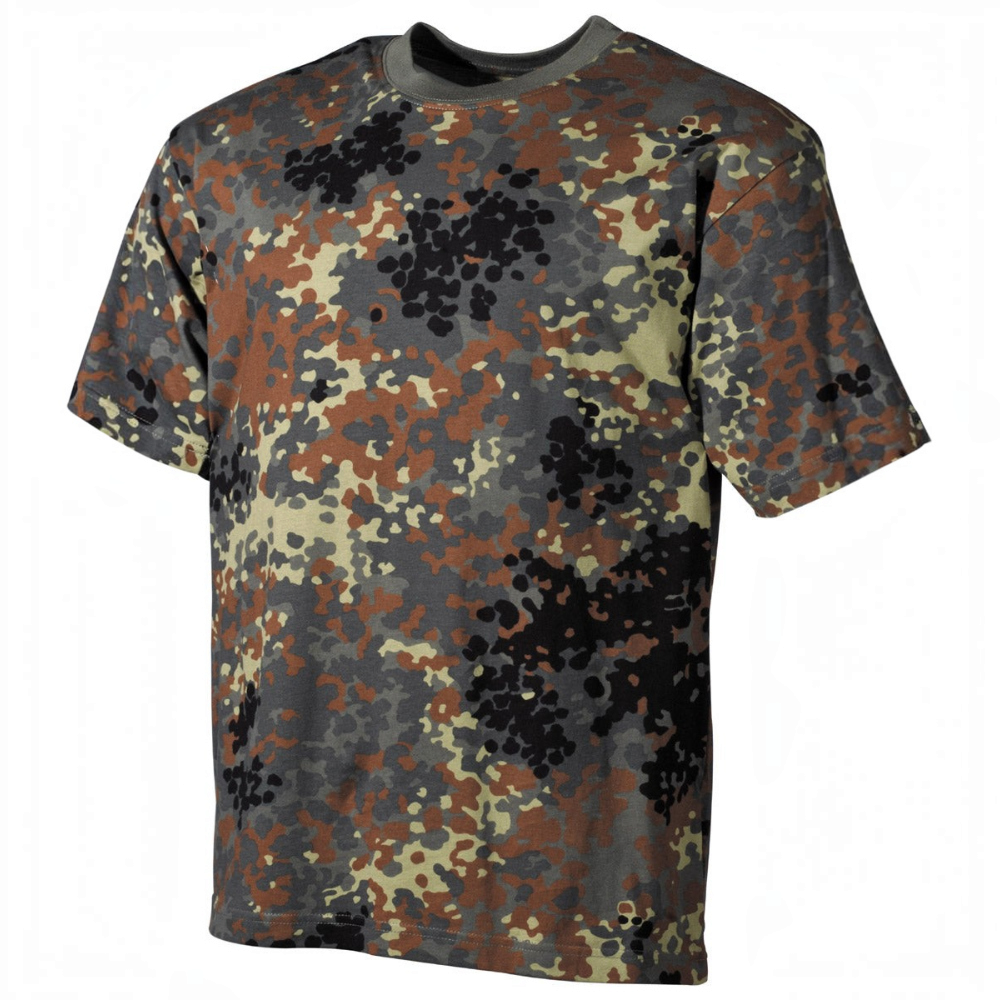 id-paintball US T-Shirt aus Baumwolle in Flecktarn-Optik mit verstärktem Rundhalsausschnitt für Outdoor-Einsätze