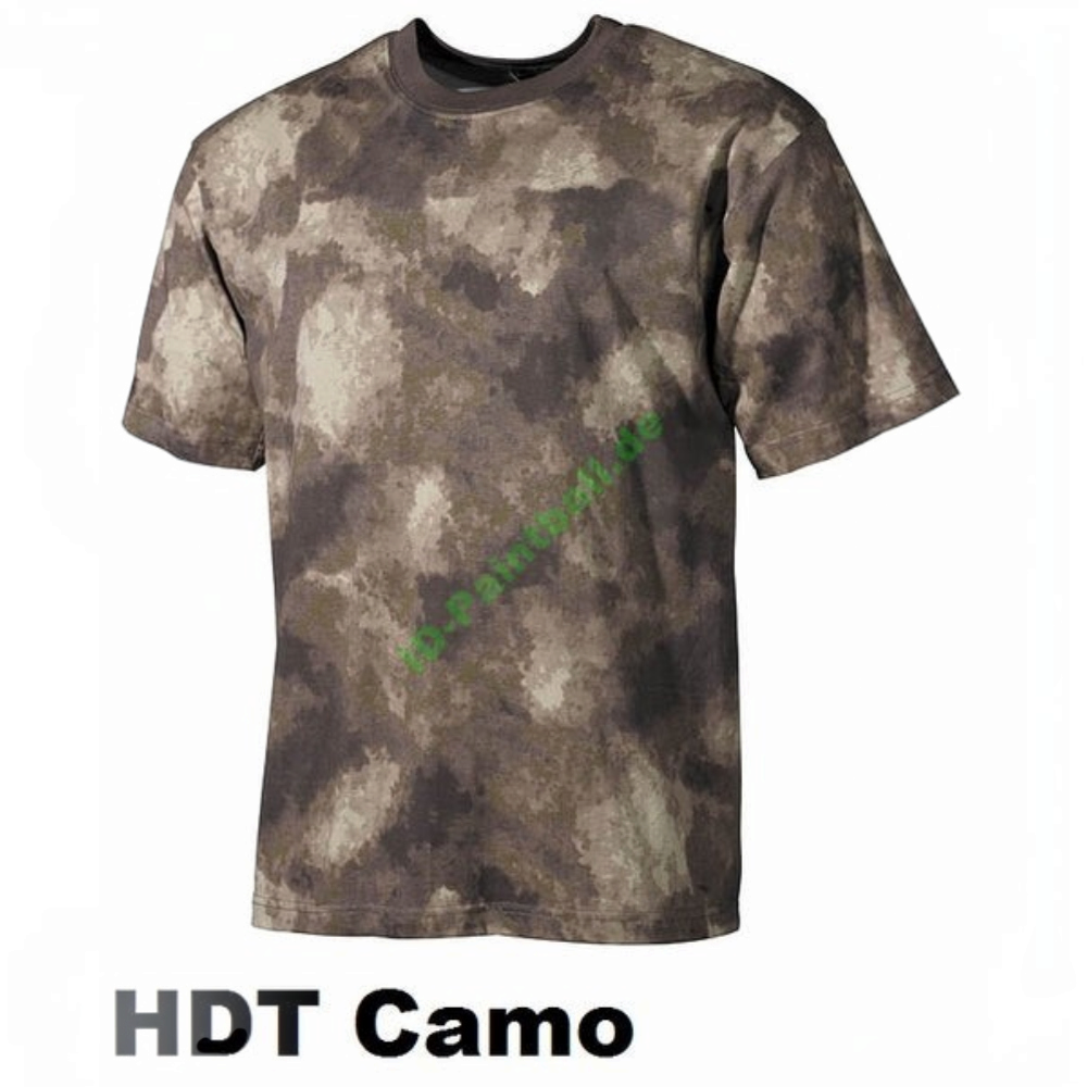 id-paintball US T-Shirt in HDT Camo aus robuster Baumwolle mit verstärktem Rundhalsausschnitt für Outdoor-Einsätze