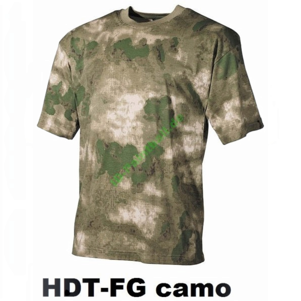id-paintball US T-Shirt in HDT-FG Camo aus 100% Baumwolle mit verstärktem Rundhalsausschnitt für Outdoor-Einsätze