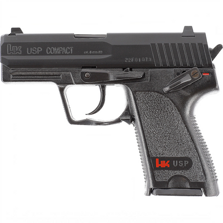 id-paintball Heckler & Koch USP Compact Federdruck Airsoft Pistole in Schwarz mit Metalllauf und Sicherungshebel