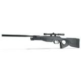 id-paintball UX Patrol Luftgewehr mit schwarzem Polymer-Lochschaft, Knicklauf und montiertem 3-7x20 Zielfernrohr.